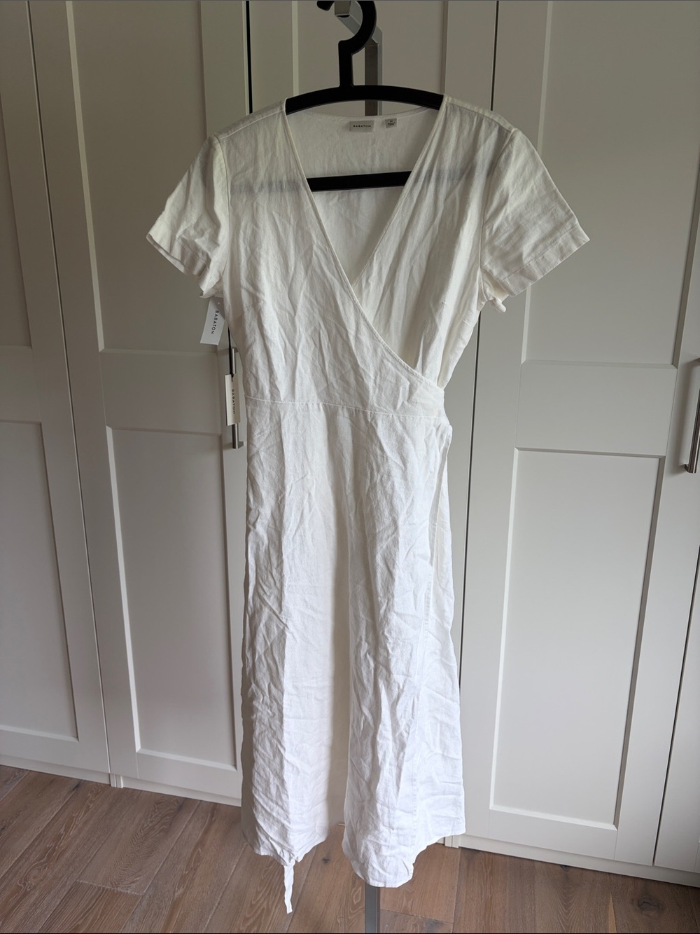 Aritzia Linen Wrap Midi Dress - White - Picture 8 of 11